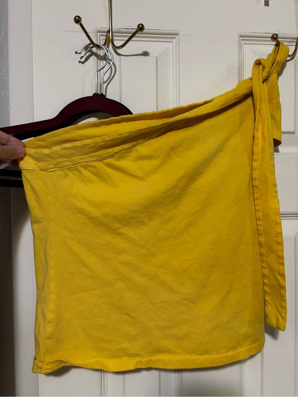 Anthropologie Yellow Wrap Mini Skirt